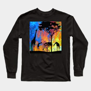 African Dawn animals wildlife sunrise Long Sleeve T-Shirt